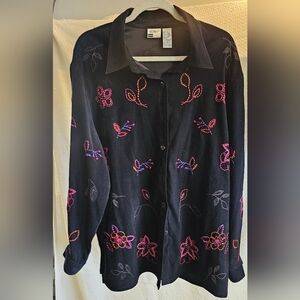 Koret Woman Velvet Long Sleeve Button Down, Size 20W